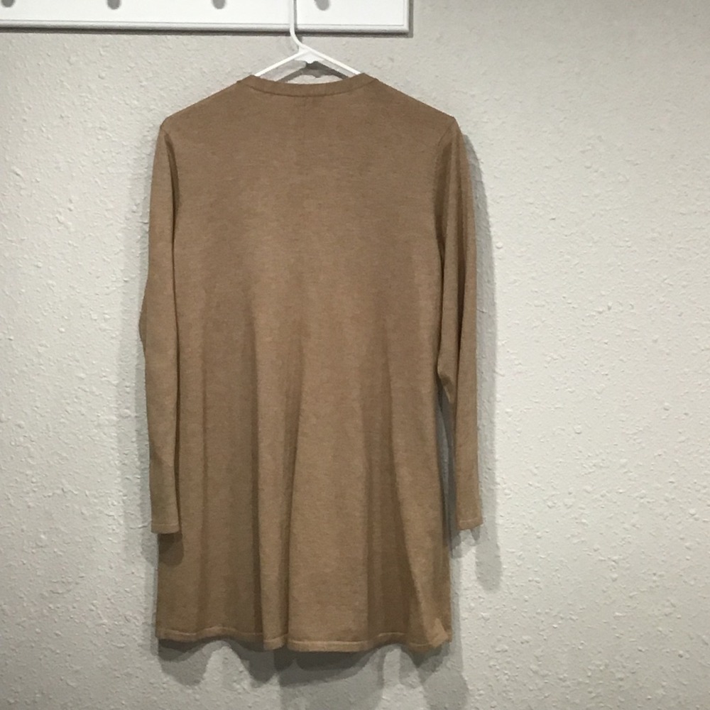 J. Jill Wool Blend Long Cardigan Women's M Camel Tan Button Front V-Neck Sweater - Picture 4 of 4